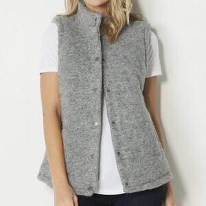 BB Dakota Aderyn Knit Wool Puffer Vest Womens M Gray Button Up Minimalist Fall